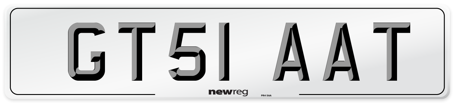 GT51 AAT Number Plate from New Reg